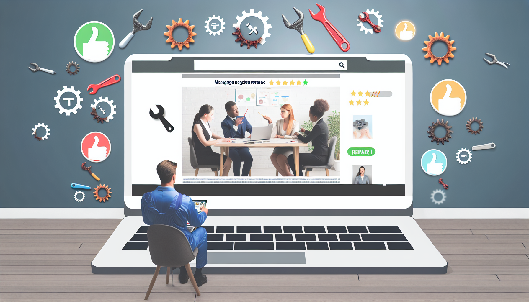 Visual representation of manage negative reviews