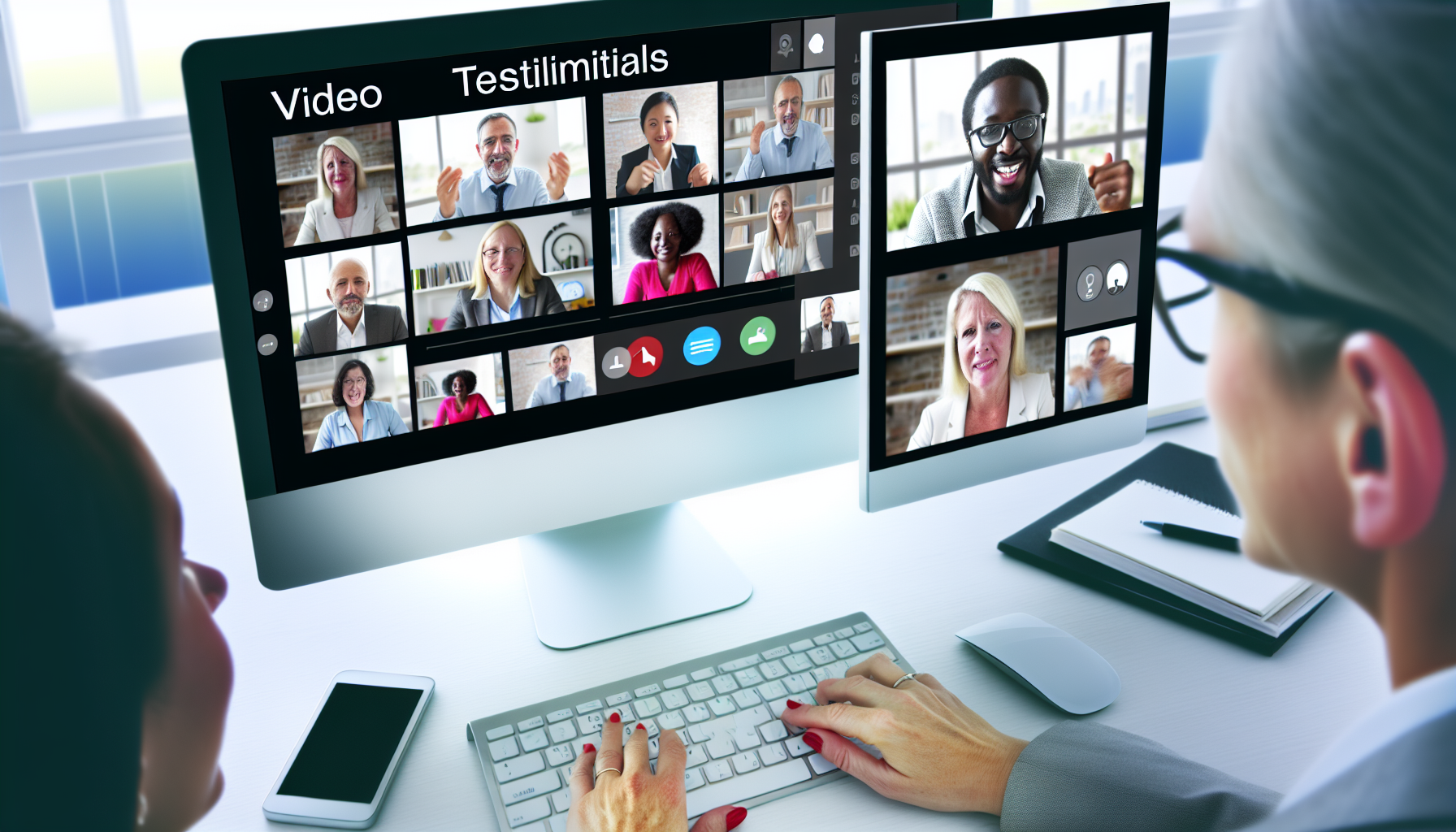 Visual representation of video testimonials